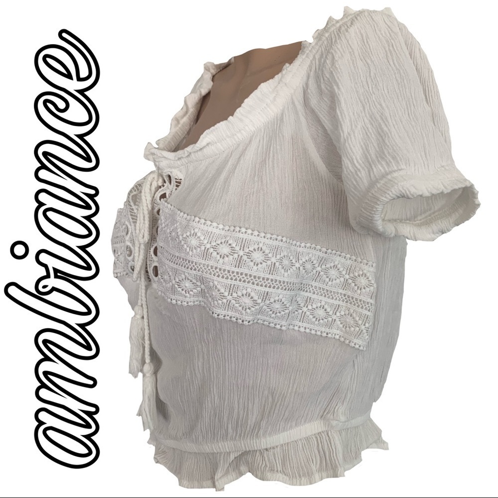 Ambiance Embroidered White Crop Top